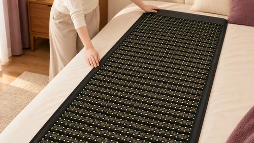 Bố mẹ trong phòng khách, người con ân cần ngồi bên; ánh sáng ấm, chân thực